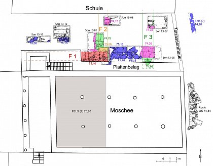 Planausschnitt von Didyma mit Moschee und 2013 ergrabenen Fundamentstrukturen